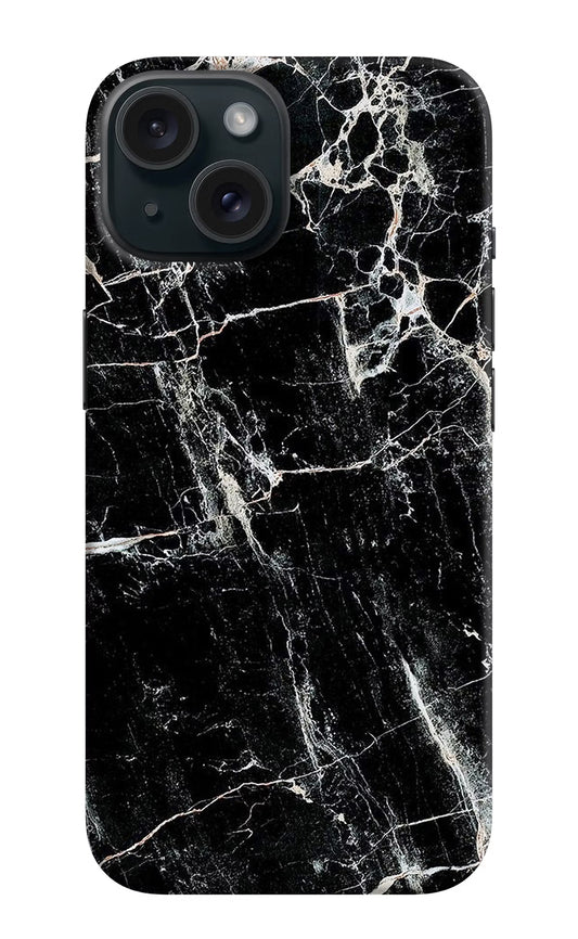 Black Marble Texture iPhone 15 Plus Hard Case Back Cover by Casekaro