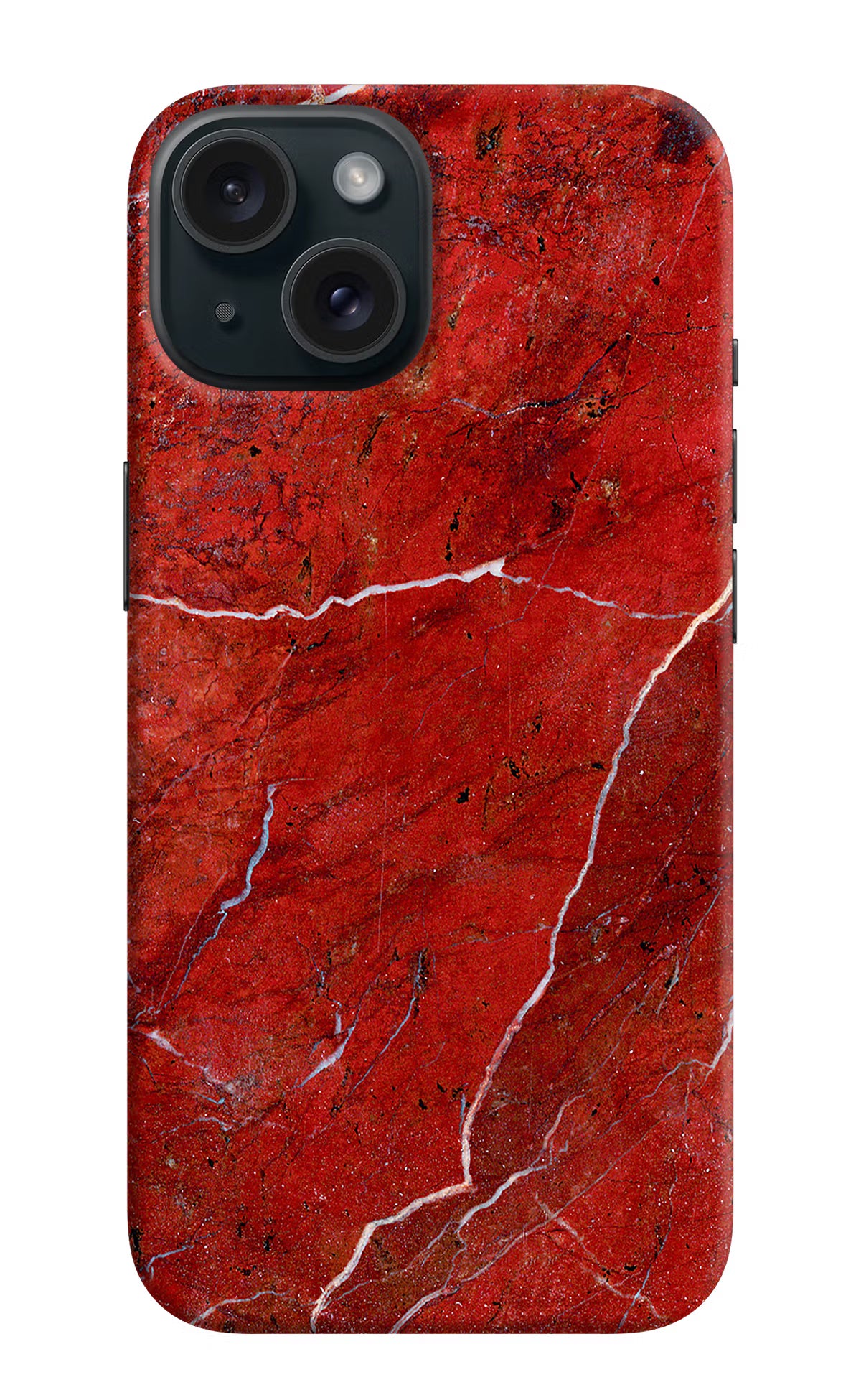Red Marble Design iPhone 15 Plus Hard Case Back Cover by Casekaro