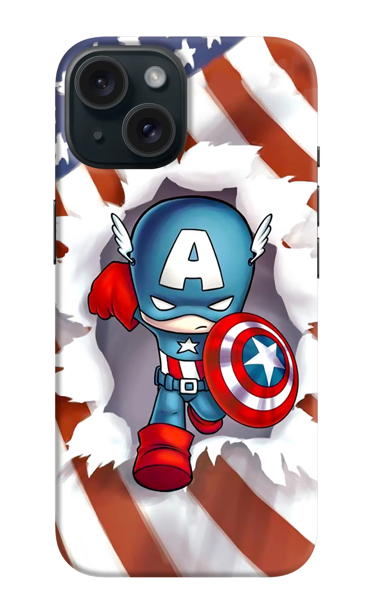 Captain America iPhone 15 Plus Hard Case Back Cover by Casekaro