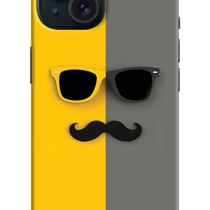 Sunglasses with Mustache iPhone 15 Plus Hard Case Back Cover by Casekaro