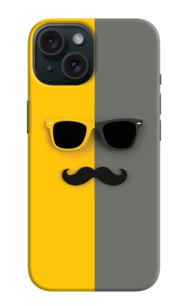 Sunglasses with Mustache iPhone 15 Plus Hard Case Back Cover by Casekaro