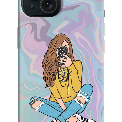 Selfie Girl iPhone 15 Plus Hard Case Back Cover by Casekaro