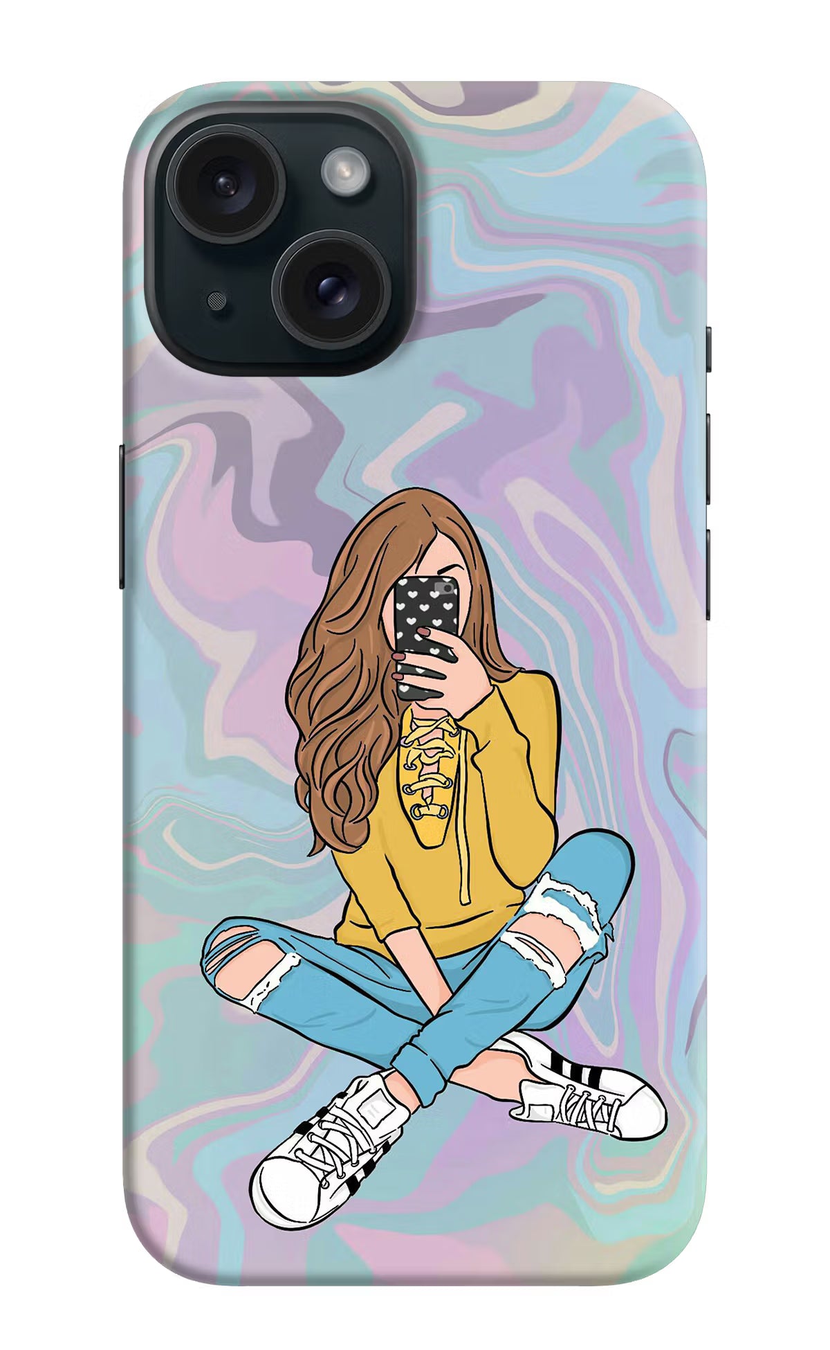 Selfie Girl iPhone 15 Plus Hard Case Back Cover by Casekaro