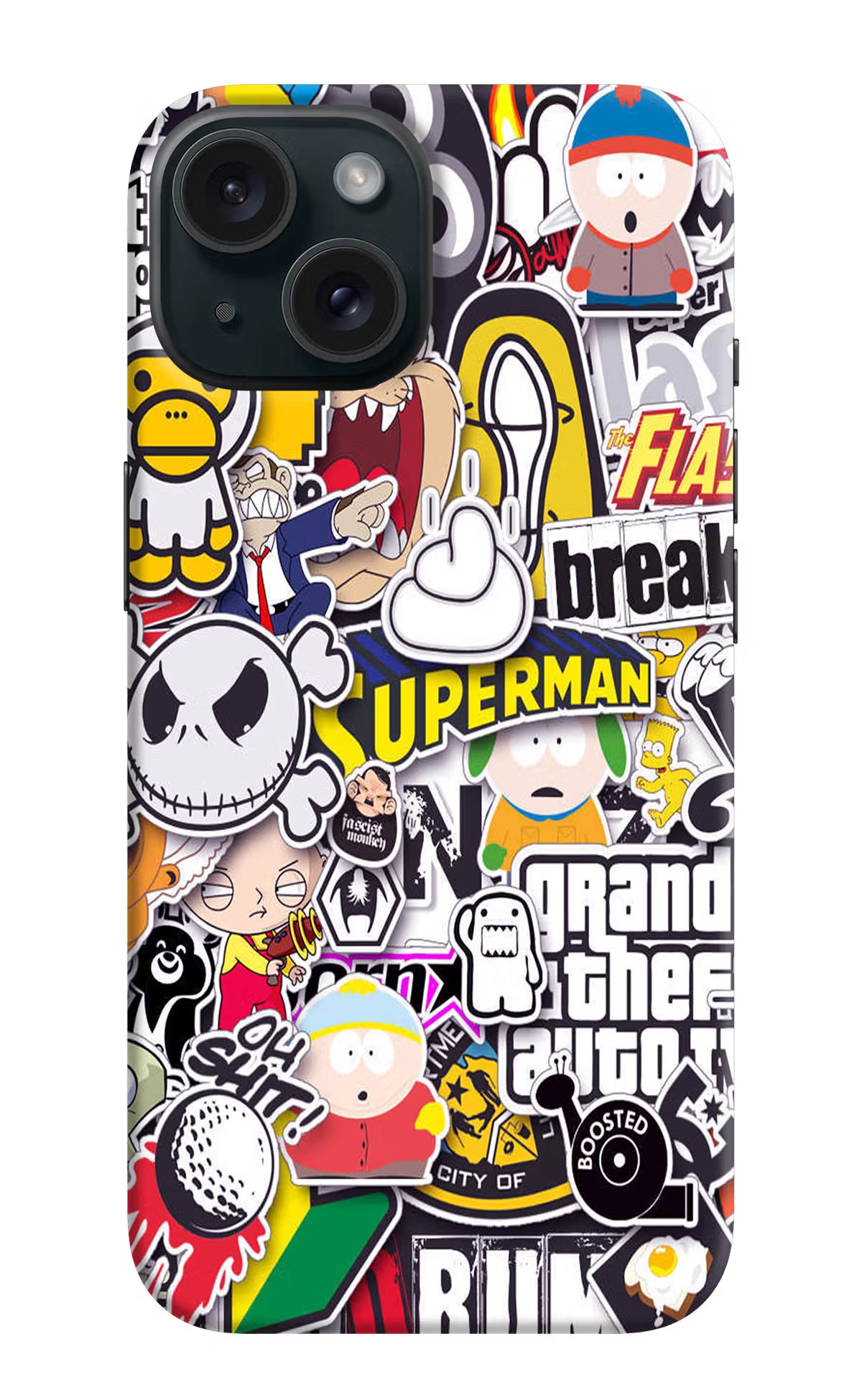 Sticker Bomb iPhone 15 Plus Hard Case Back Cover by Casekaro