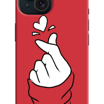 Korean Love Sign iPhone 15 Plus Hard Case Back Cover by Casekaro