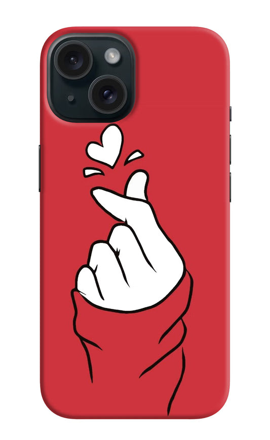 Korean Love Sign iPhone 15 Plus Hard Case Back Cover by Casekaro