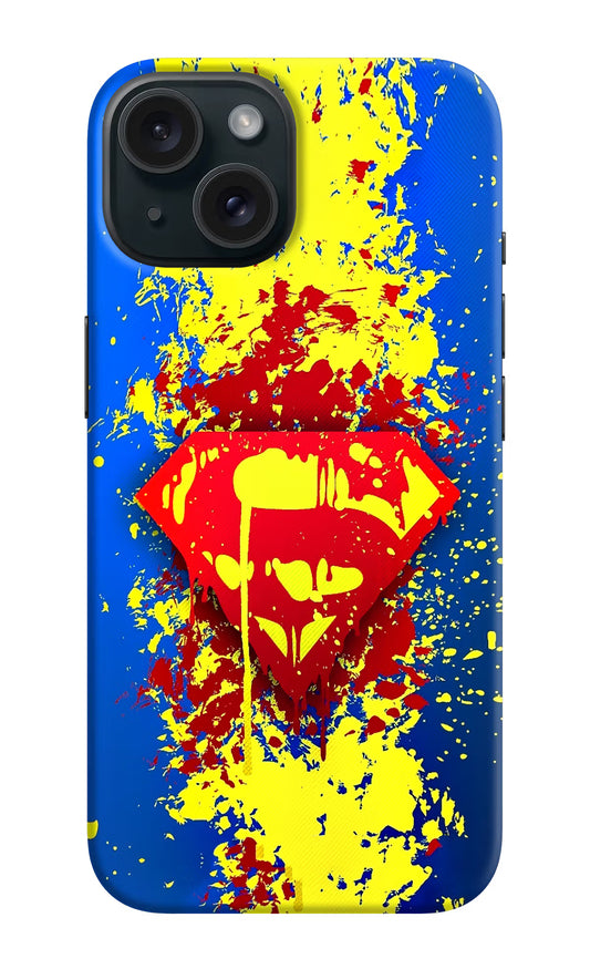Superman logo iPhone 15 Plus Hard Case Back Cover by Casekaro