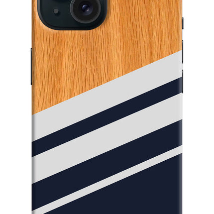 Blue and white wooden iPhone 15 Plus Hard Case Back Cover by Casekaro