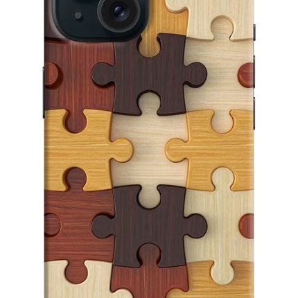 Wooden Puzzle iPhone 15 Plus Hard Case Back Cover by Casekaro