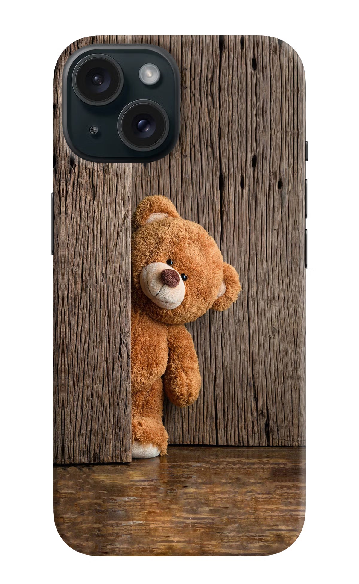 Teddy Wooden iPhone 15 Plus Hard Case Back Cover by Casekaro