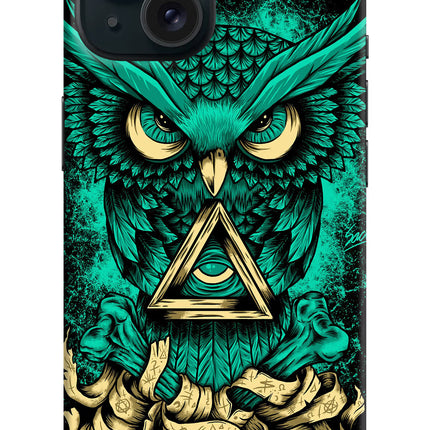 Green Owl iPhone 15 Plus Hard Case Back Cover by Casekaro