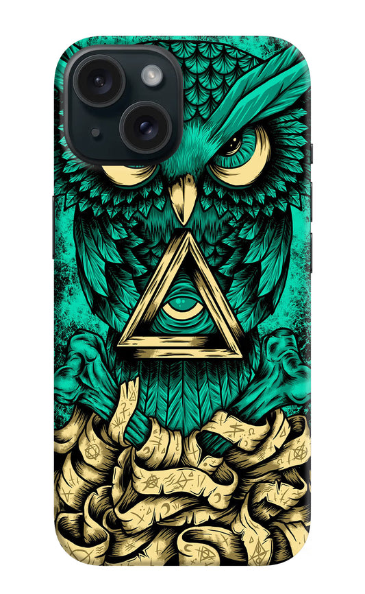 Green Owl iPhone 15 Plus Hard Case Back Cover by Casekaro