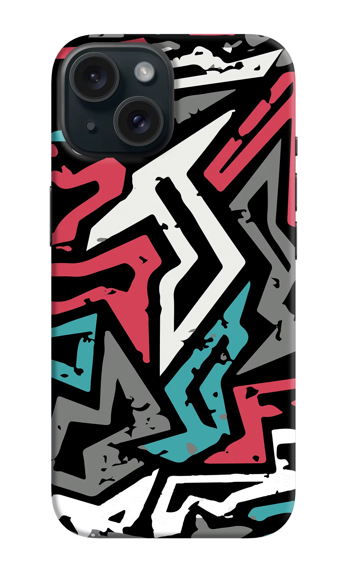 Geometric Graffiti iPhone 15 Plus Hard Case Back Cover by Casekaro