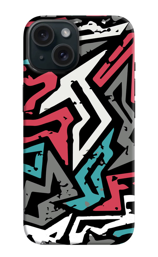 Geometric Graffiti iPhone 15 Plus Hard Case Back Cover by Casekaro