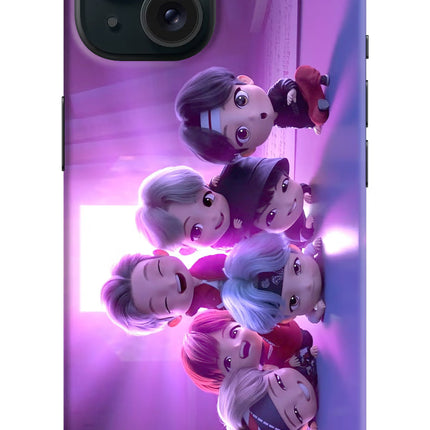 BTS Chibi iPhone 15 Plus Hard Case Back Cover by Casekaro