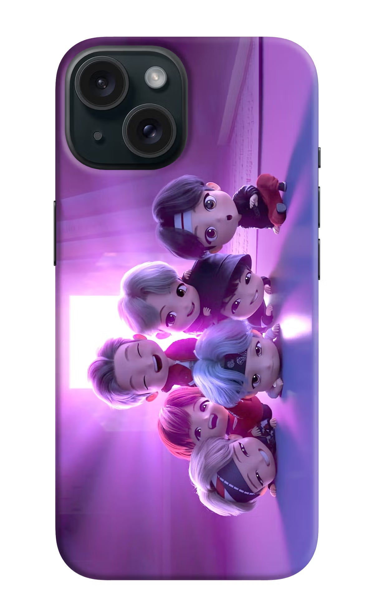 BTS Chibi iPhone 15 Plus Hard Case Back Cover by Casekaro