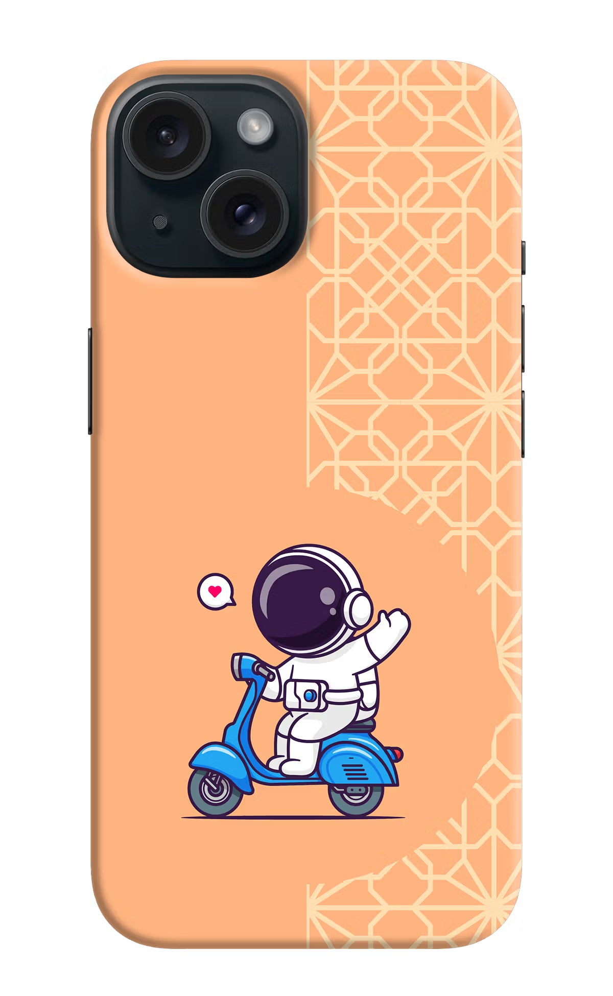 Cute Astronaut Riding iPhone 15 Plus Hard Case Back Cover by Casekaro