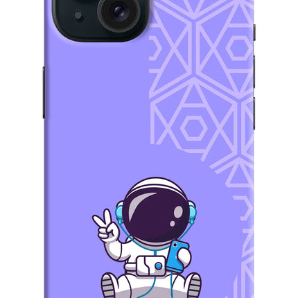 Cute Astronaut Chilling iPhone 15 Plus Hard Case Back Cover by Casekaro