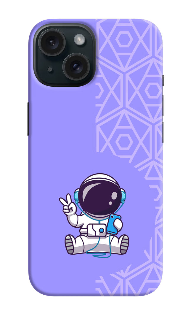 Cute Astronaut Chilling iPhone 15 Plus Hard Case Back Cover by Casekaro