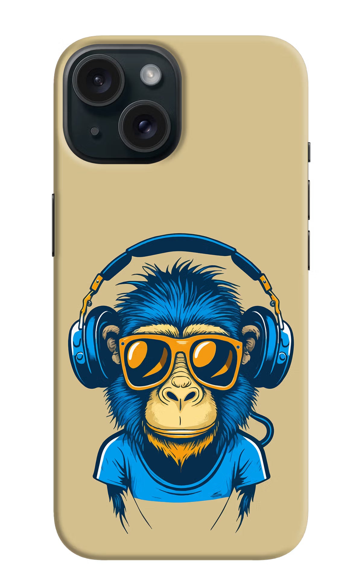 Monkey Headphone iPhone 15 Plus Hard Case Back Cover by Casekaro