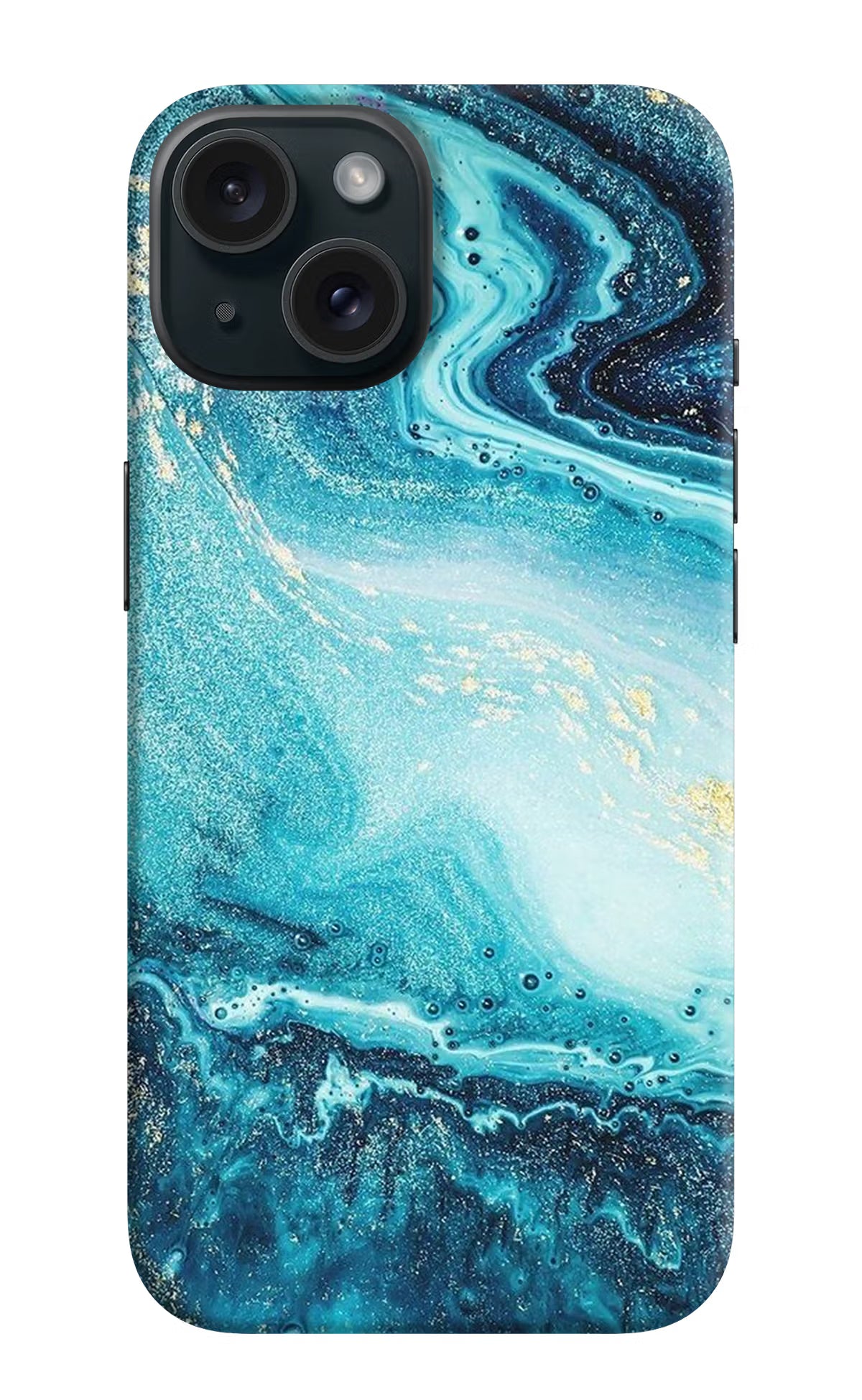 Blue Glitter Marble iPhone 15 Plus Hard Case Back Cover by Casekaro