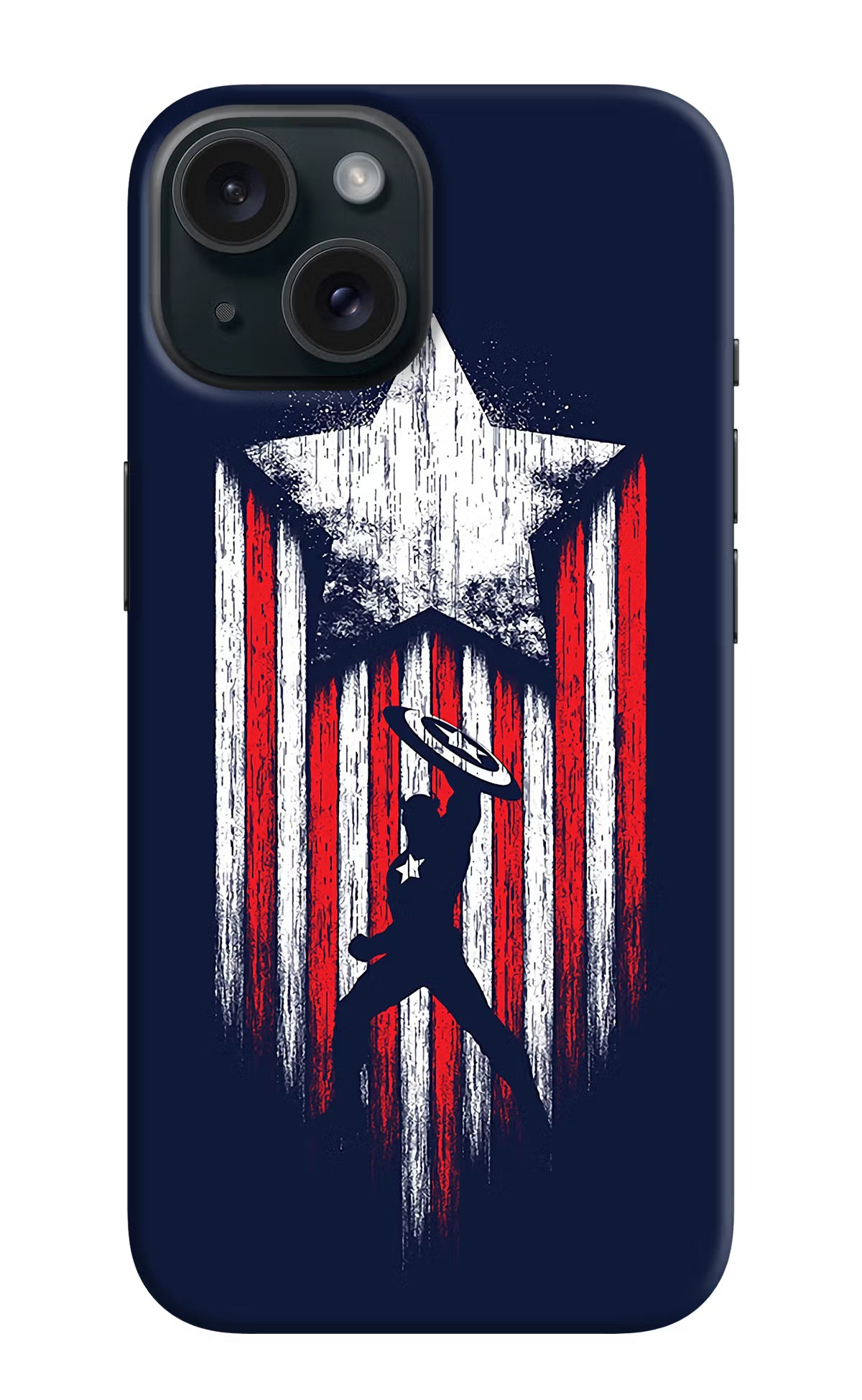 Captain America Marvel Art iPhone 15 Plus Hard Case Back Cover by Casekaro