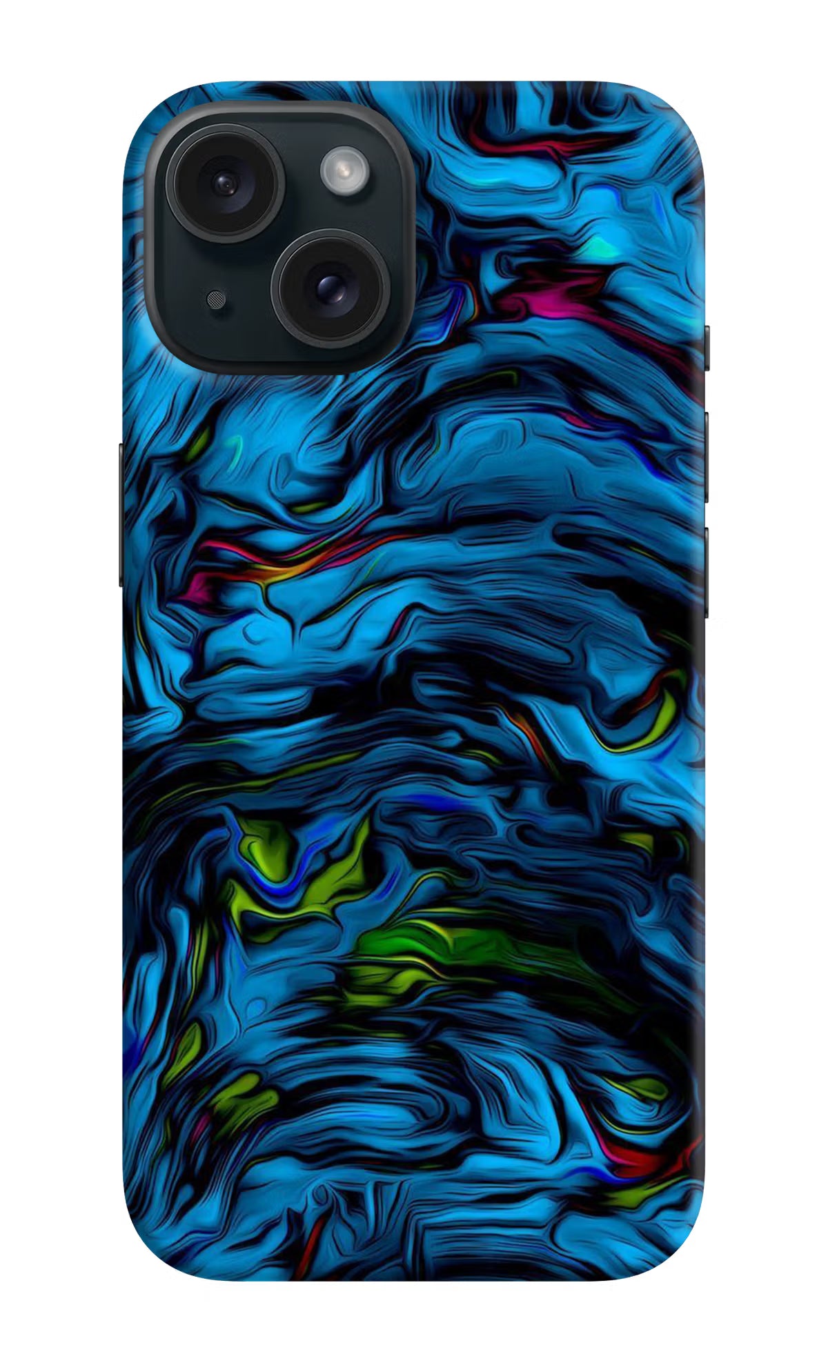 Dark Blue Abstract iPhone 15 Plus Hard Case Back Cover by Casekaro