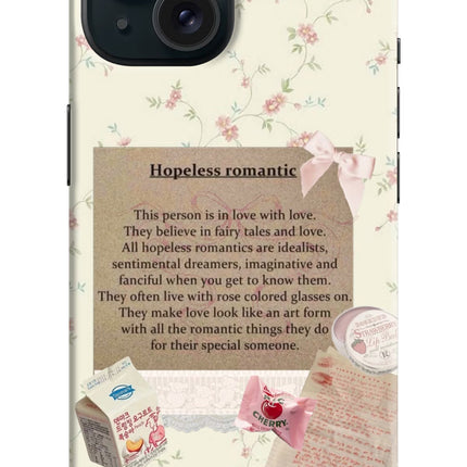 Hopeless Romantic iPhone 15 Plus Hard Case Back Cover by Casekaro