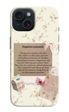 Hopeless Romantic iPhone 15 Plus Hard Case Back Cover by Casekaro