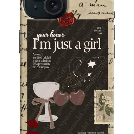 I am just a girl iPhone 15 Plus Hard Case Back Cover by Casekaro