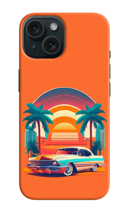 Palm Drive 80s iPhone 15 Plus Hard Case Back Cover by Casekaro