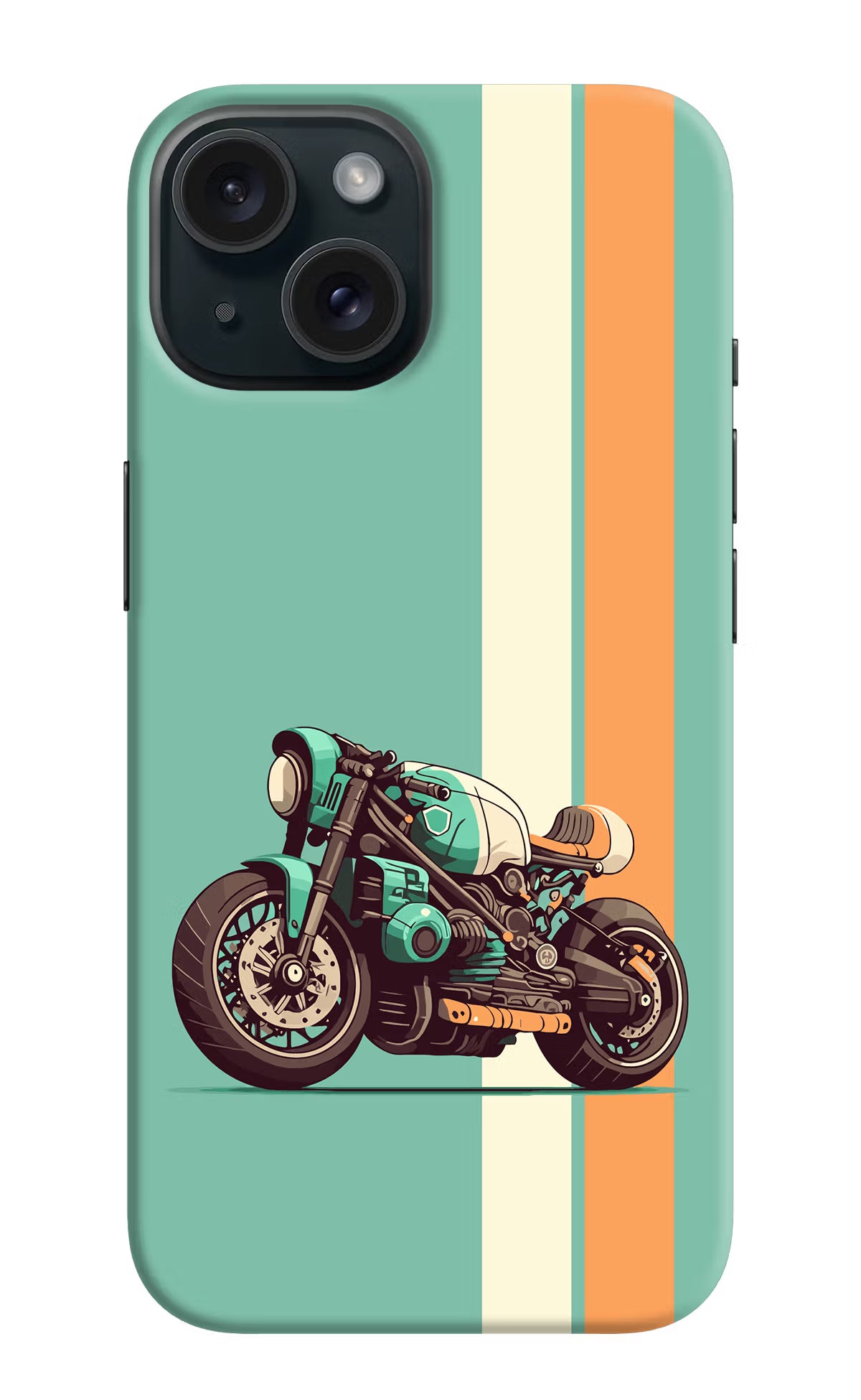 Striped Moto Drift iPhone 15 Plus Hard Case Back Cover by Casekaro