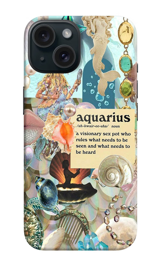 Aquarius Zodiac iPhone 15 Plus Hard Case Back Cover by Casekaro