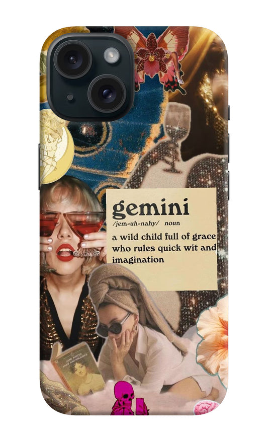 Gemini Zodiac iPhone 15 Plus Hard Case Back Cover by Casekaro