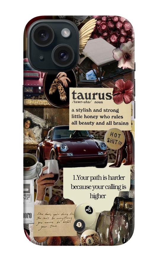 Taurus Zodiac iPhone 15 Plus Hard Case Back Cover by Casekaro