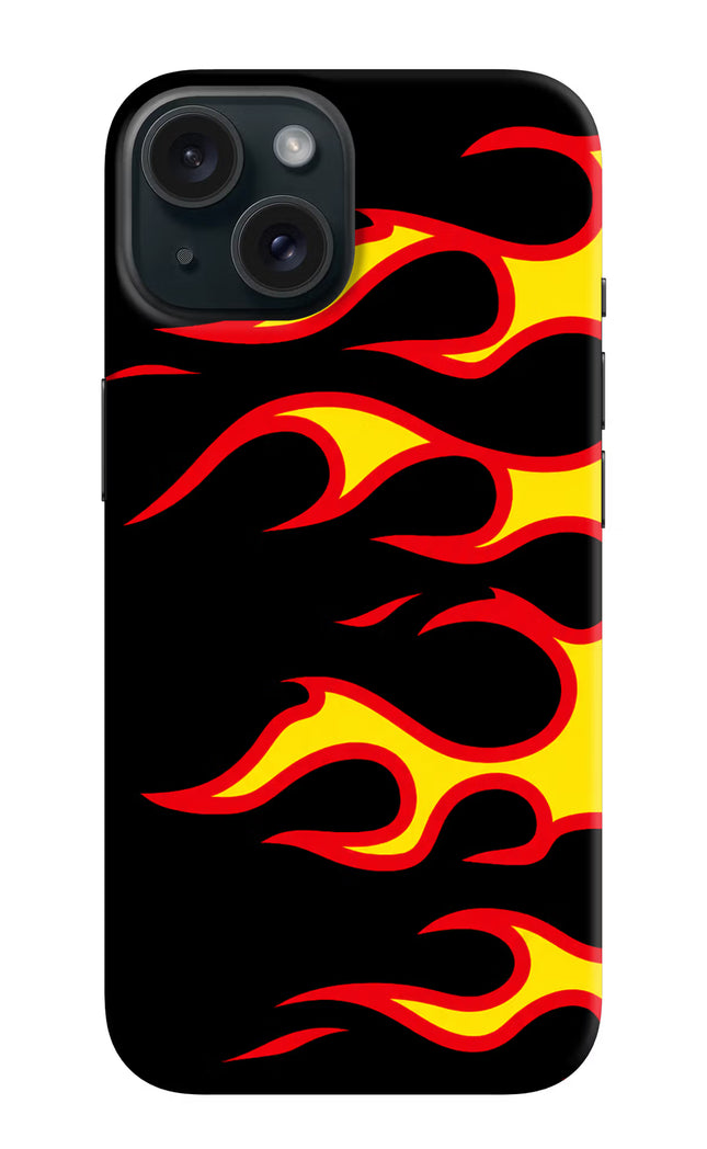 Side Sweep Flames iPhone 15 Plus Hard Case Back Cover by Casekaro