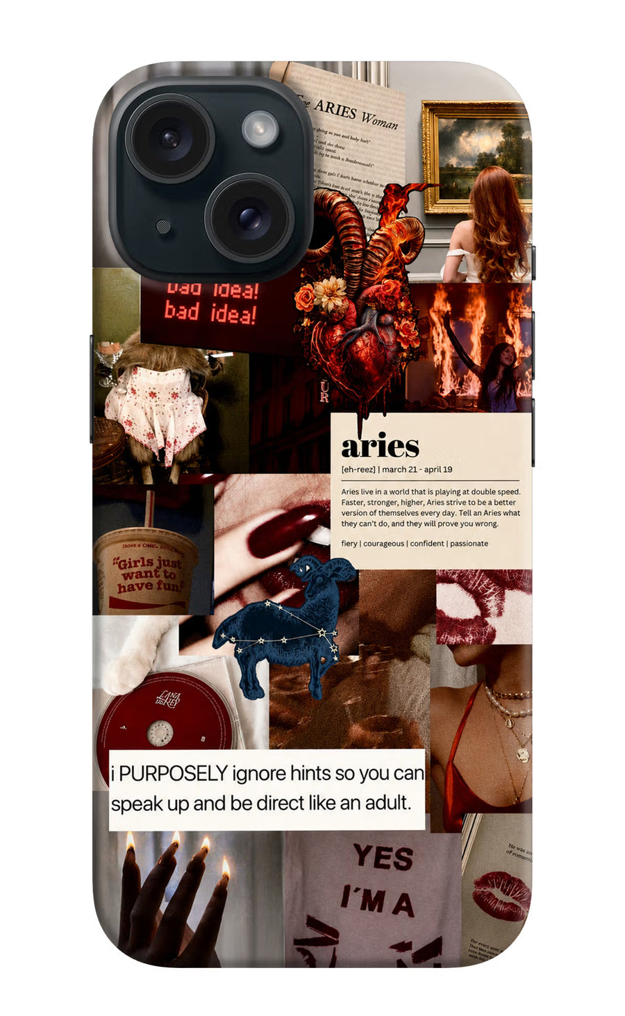 Zodiac Aries iPhone 15 Plus Back Cover, Hard case