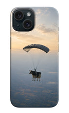 Skydiving Cow iPhone 15 Plus Hard Case Back Cover by Casekaro