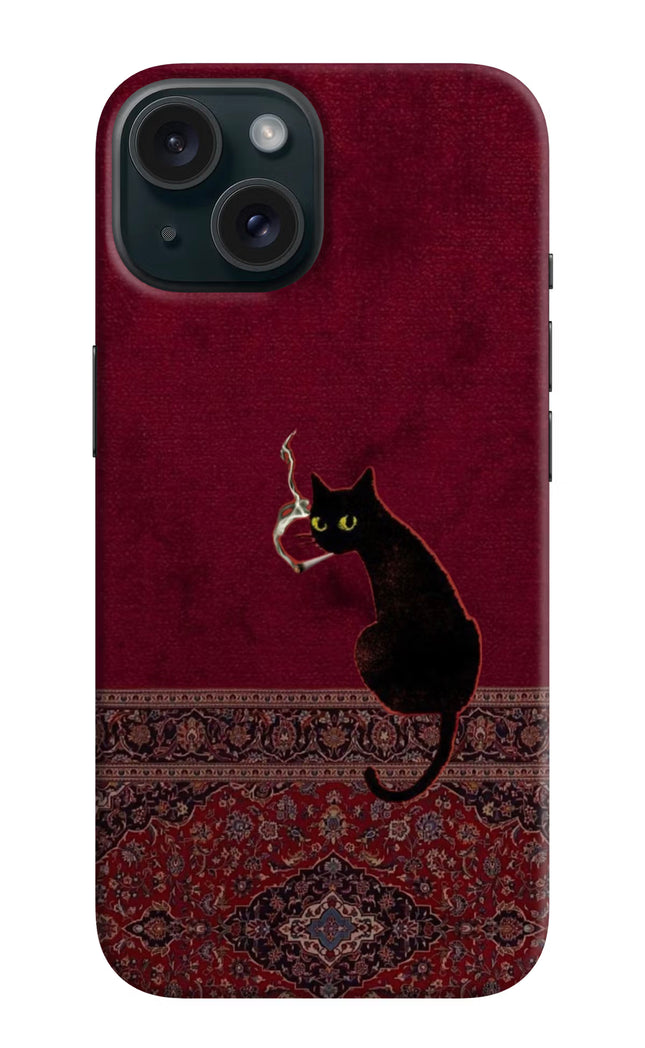 Midnight Cat iPhone 15 Plus Hard Case Back Cover by Casekaro