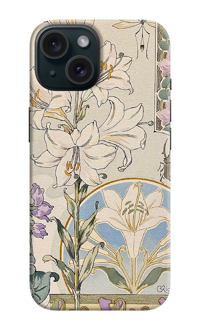 White Lily iPhone 15 Plus Hard Case Back Cover by Casekaro
