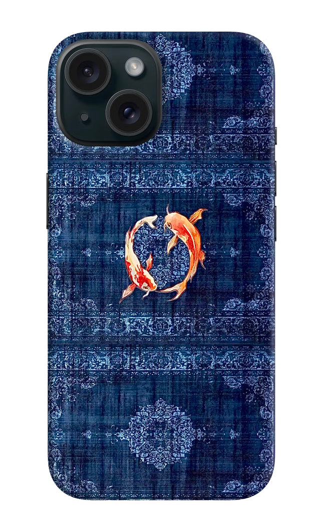 Koi Blue iPhone 15 Plus Hard Case Back Cover by Casekaro