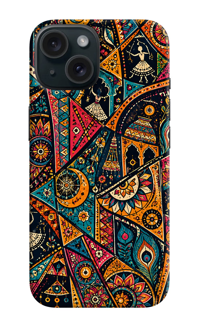 Folk Print iPhone 15 Plus Hard Case Back Cover by Casekaro