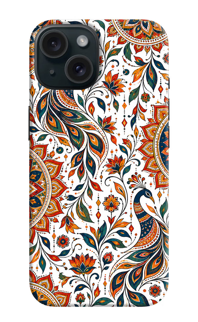 White Mayura iPhone 15 Plus Hard Case Back Cover by Casekaro