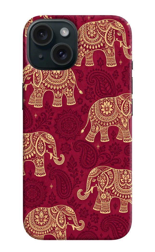 Maroon Elephant iPhone 15 Plus Hard Case Back Cover by Casekaro
