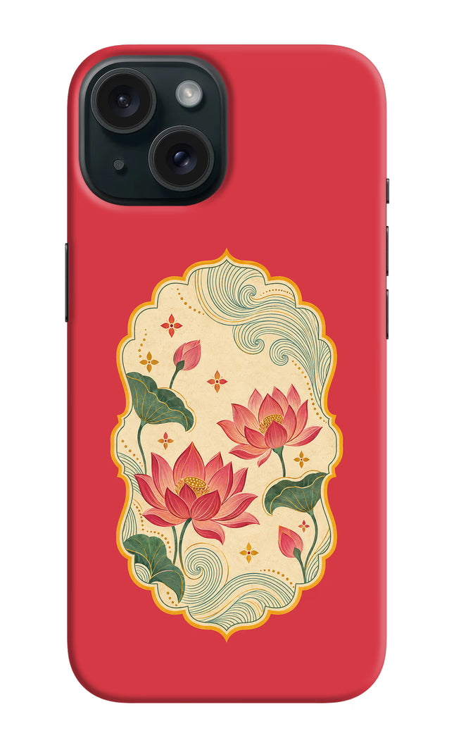 Pink Lotus iPhone 15 Plus Hard Case Back Cover by Casekaro
