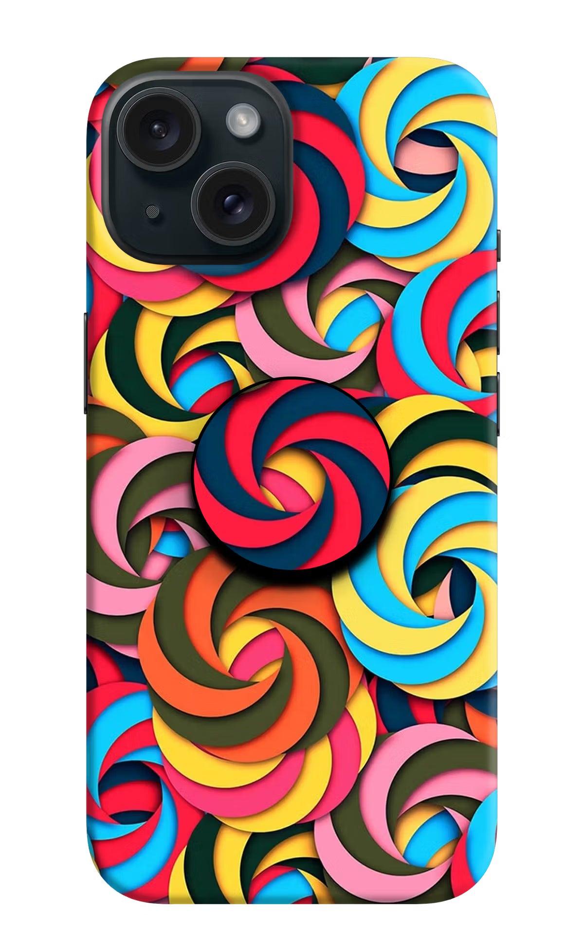 Spiral Pattern iPhone 15 Plus Pop Case by Casekaro
