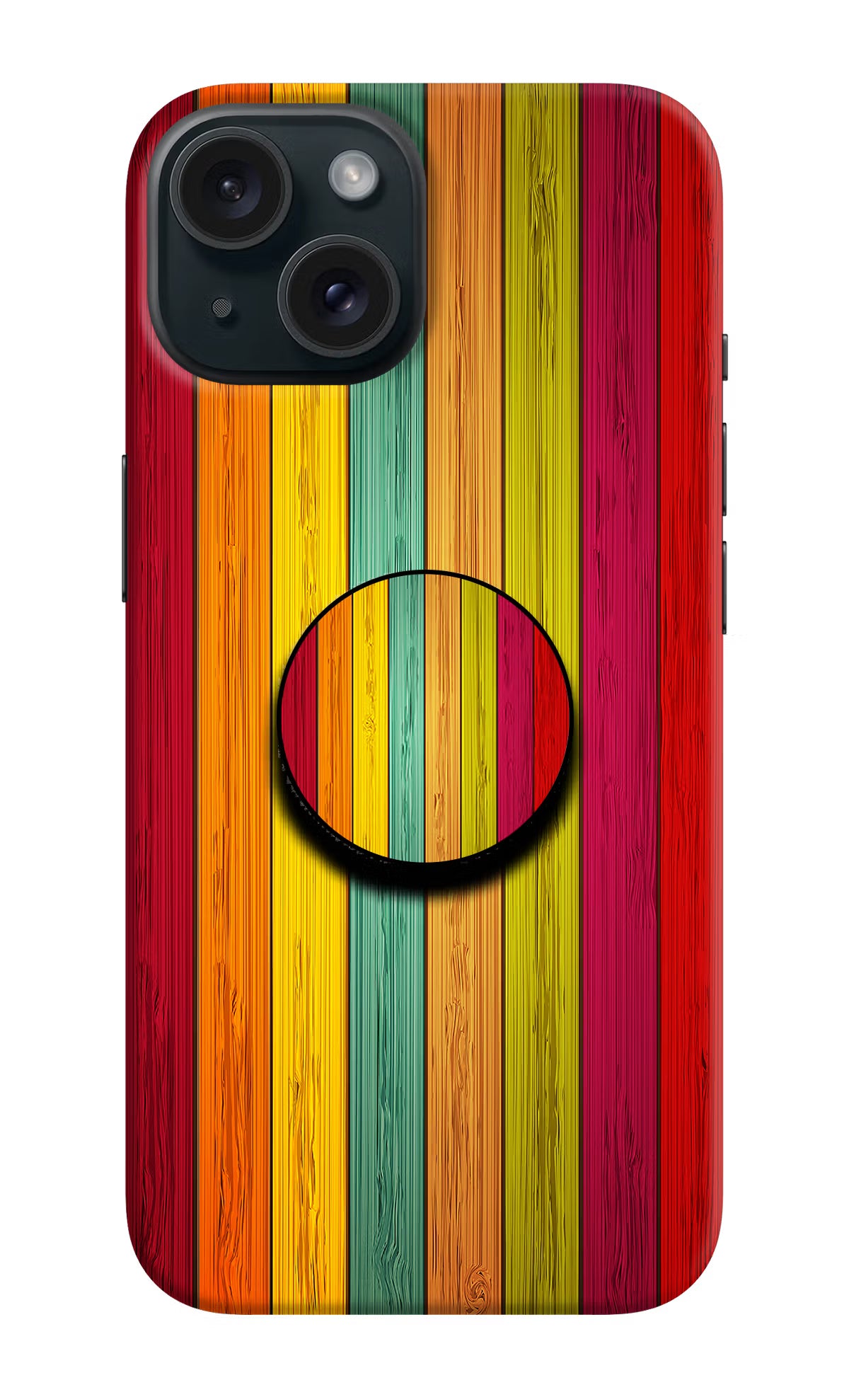 Multicolor Wooden iPhone 15 Plus Pop Case by Casekaro
