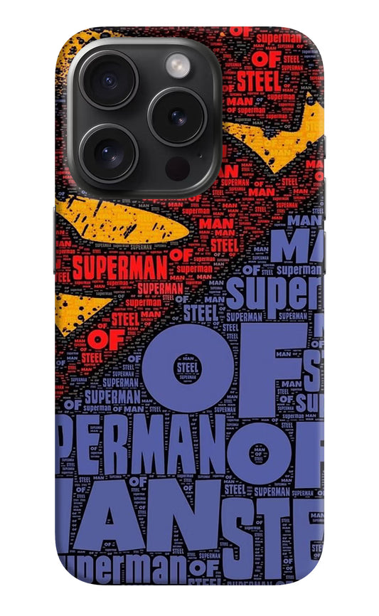 Superman iPhone 15 Pro Hard Case Back Cover by Casekaro