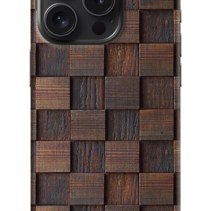 Wooden Cube Design iPhone 15 Pro Hard Case Back Cover by Casekaro