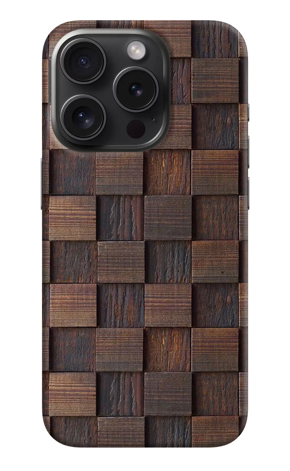 Wooden Cube Design iPhone 15 Pro Hard Case Back Cover by Casekaro